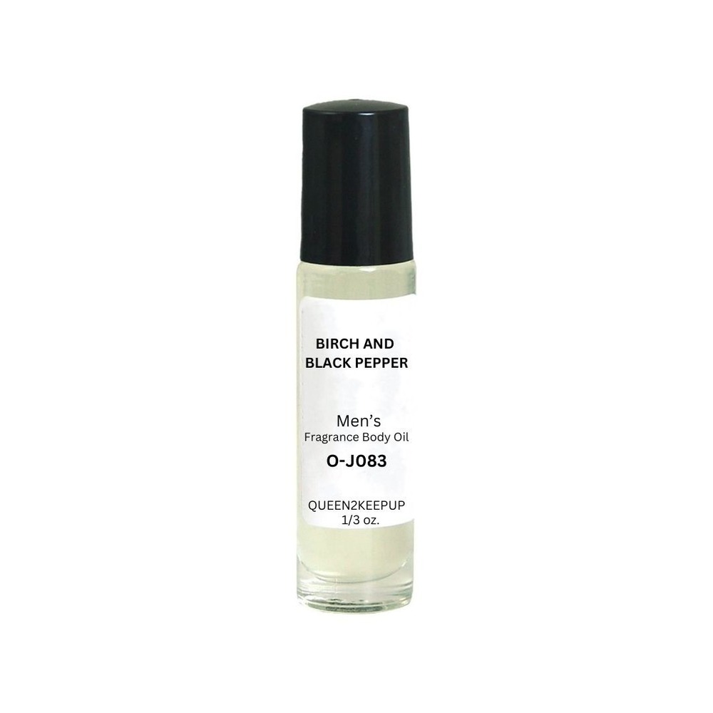 Birch and Black Pepper Men's Body Oil Smoky Woods Spicy Bold Rugged Roll-On